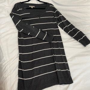 Banana Republic grey and white striped sweater dress. Size M